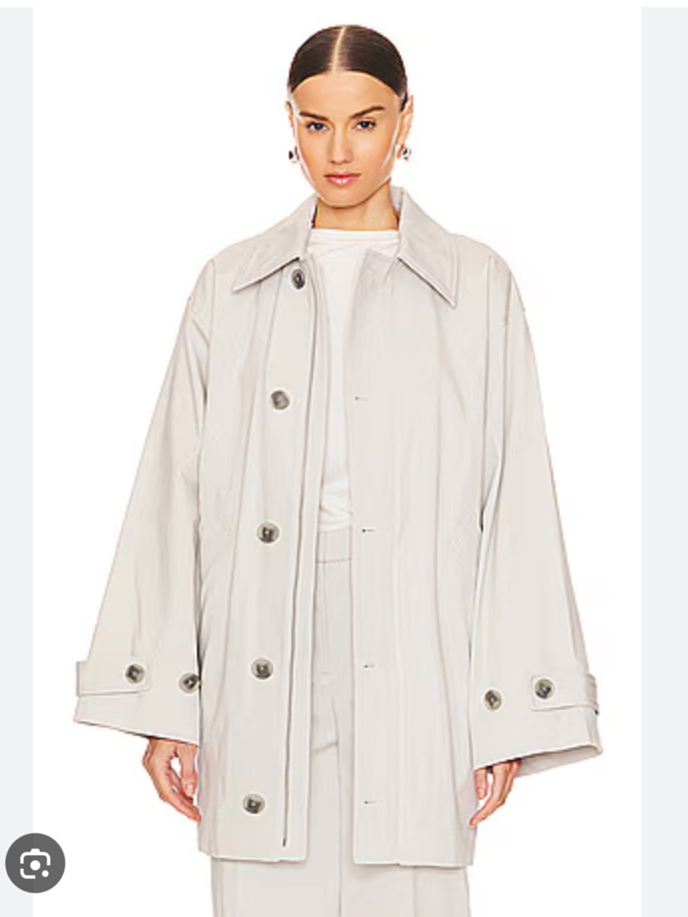 GRLFRND Light Gray Trench Coat with Button & Zip Front